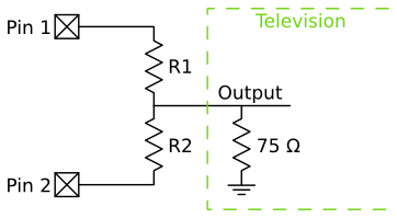 Voltage divider connected to the television