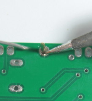 Solder the pin from the back side of the PCB