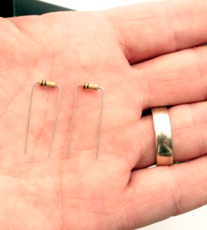 Bend resistors into a U-shape like a staple